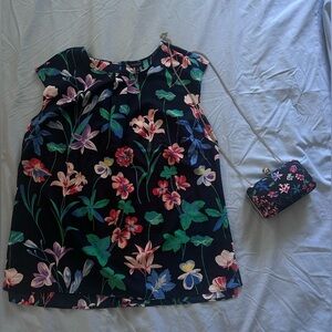 Talbot’s Floral Navy top with matching purse